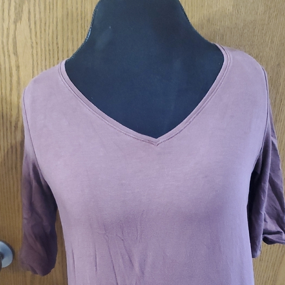 Eileen Fisher Mauve V-Neck Midi Dress - Picture 3 of 6